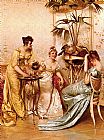 Frederic Soulacroix Canvas Paintings - The Tea Party